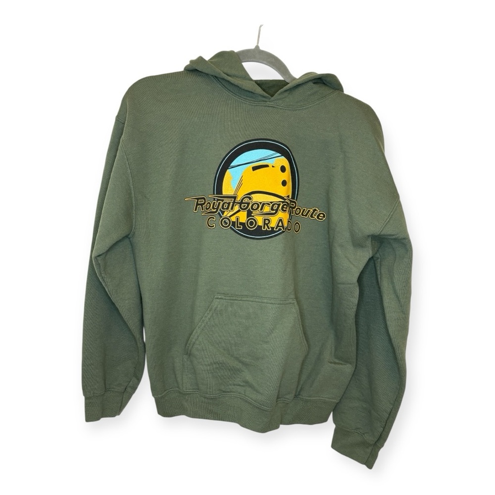 Royal Gorge Route Colorado Hoodie Green Graphic Sweatshirt Medium Train Medium